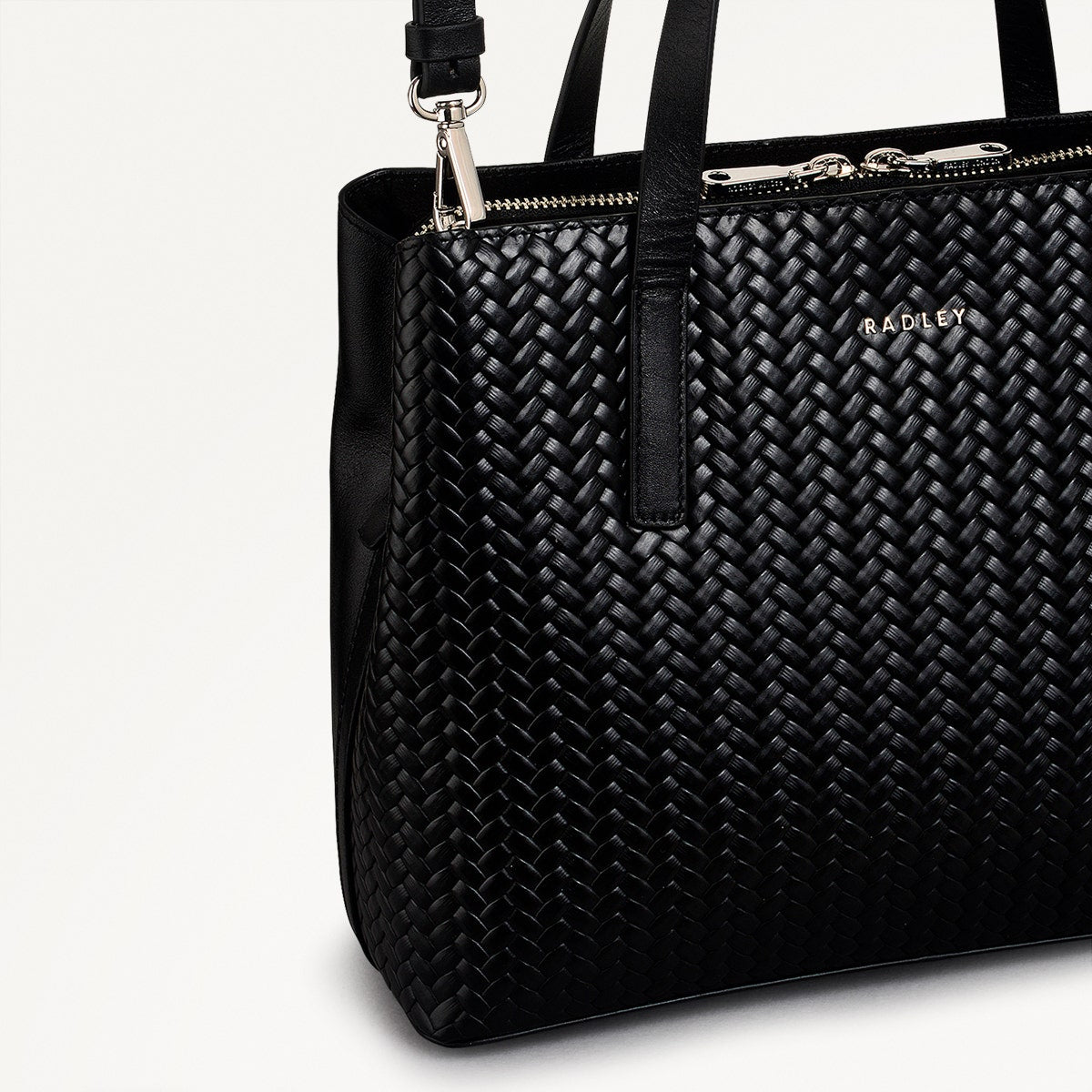 Black Medium Grab Bag | Dukes Place Icon Weave Emboss AW24 | Radley