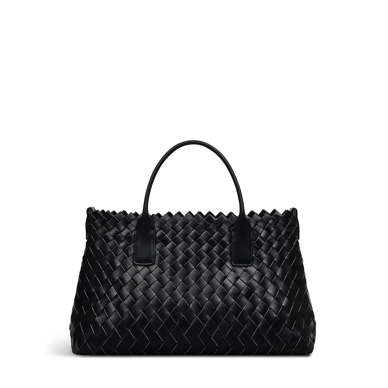 The Goswell Leather Medium Open Top Satchel Bag in Black - H2183001