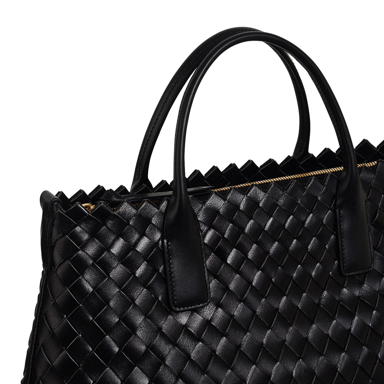 The Goswell Leather Medium Open Top Satchel Bag in Black - H2183001