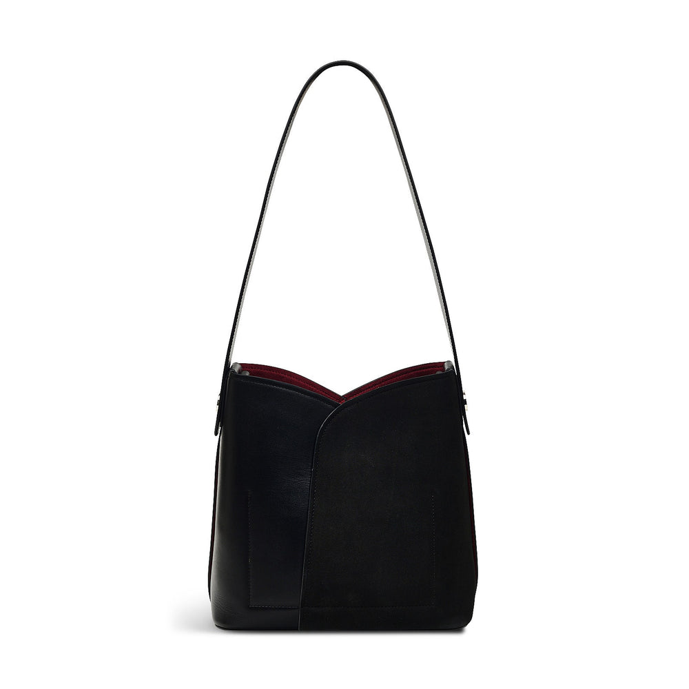 The Cordelia Leather Medium Open Top Shoulder Bag in Black - H2184001