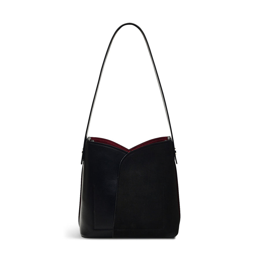 The Cordelia Leather Medium Open Top Shoulder Bag in Black - H2184001