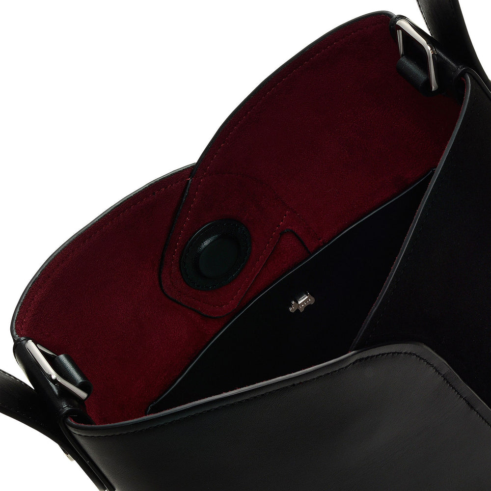 The Cordelia Leather Medium Open Top Shoulder Bag in Black - H2184001