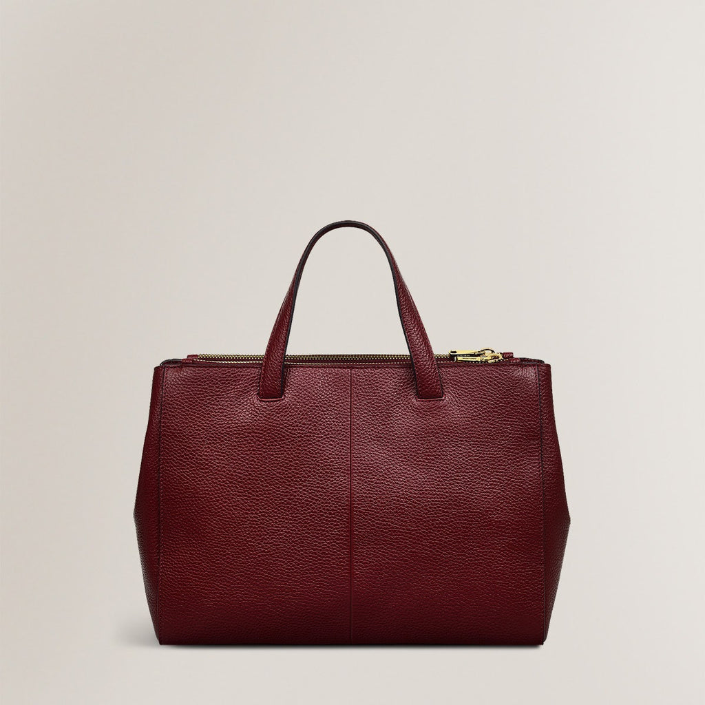 Pockets Soft 2.0 Leather Medium Ziptop Satchel Bag in Merlot - H2276603