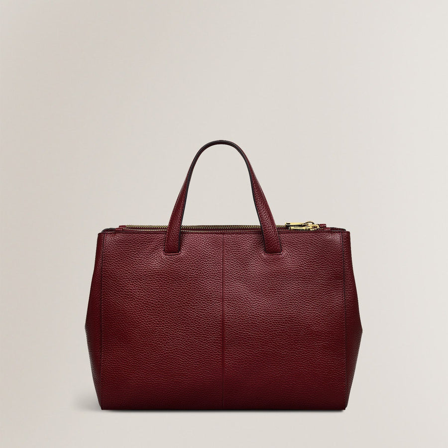 Pockets Soft 2.0 Leather Medium Ziptop Satchel Bag in Merlot - H2276603