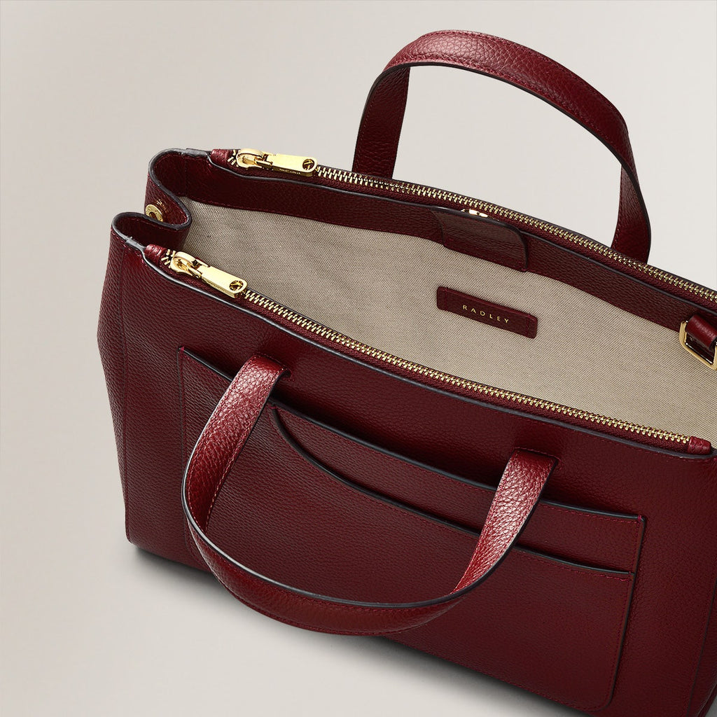 Pockets Soft 2.0 Leather Medium Ziptop Satchel Bag in Merlot - H2276603