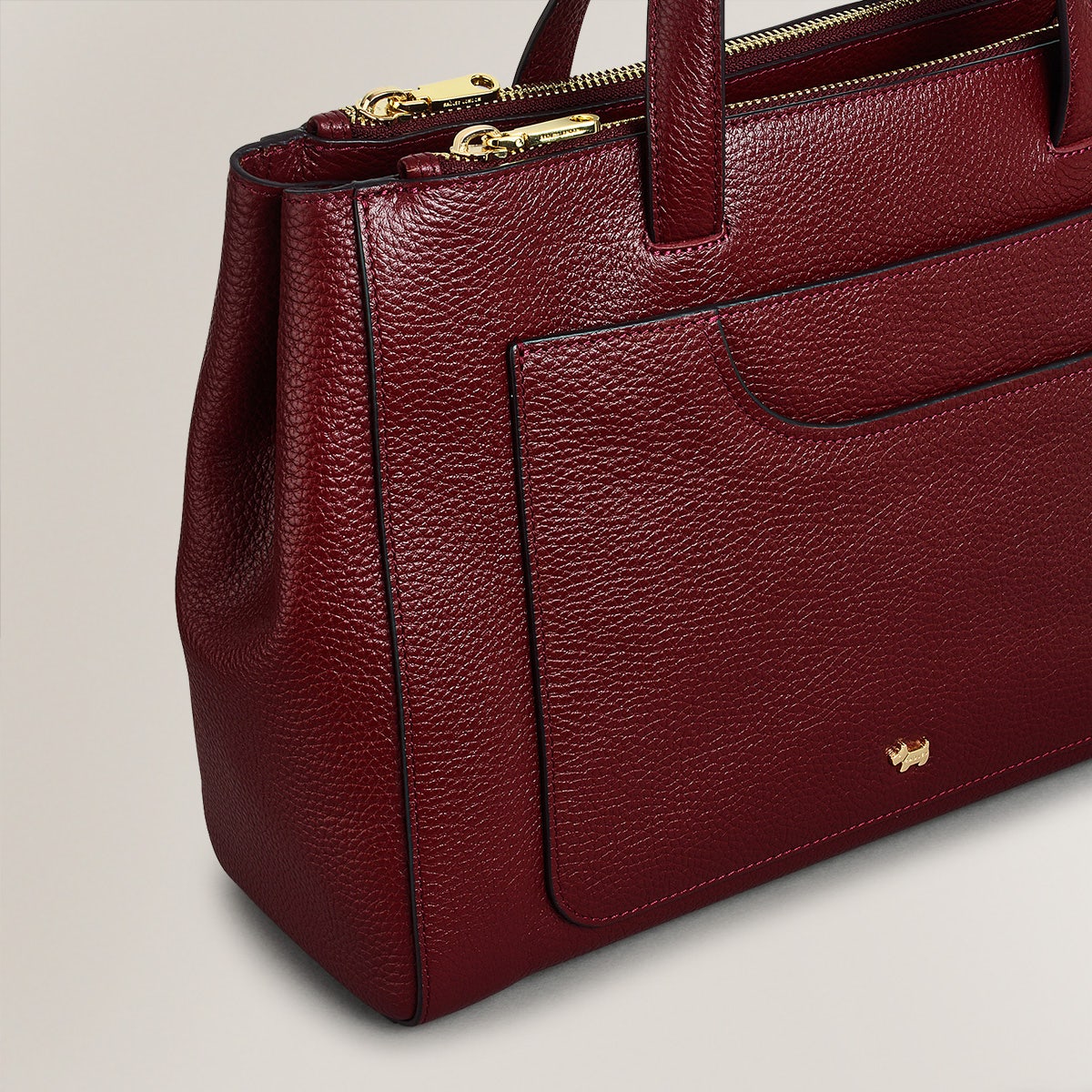 Pockets Soft 2.0 Leather Medium Ziptop Satchel Bag in Merlot - H2276603