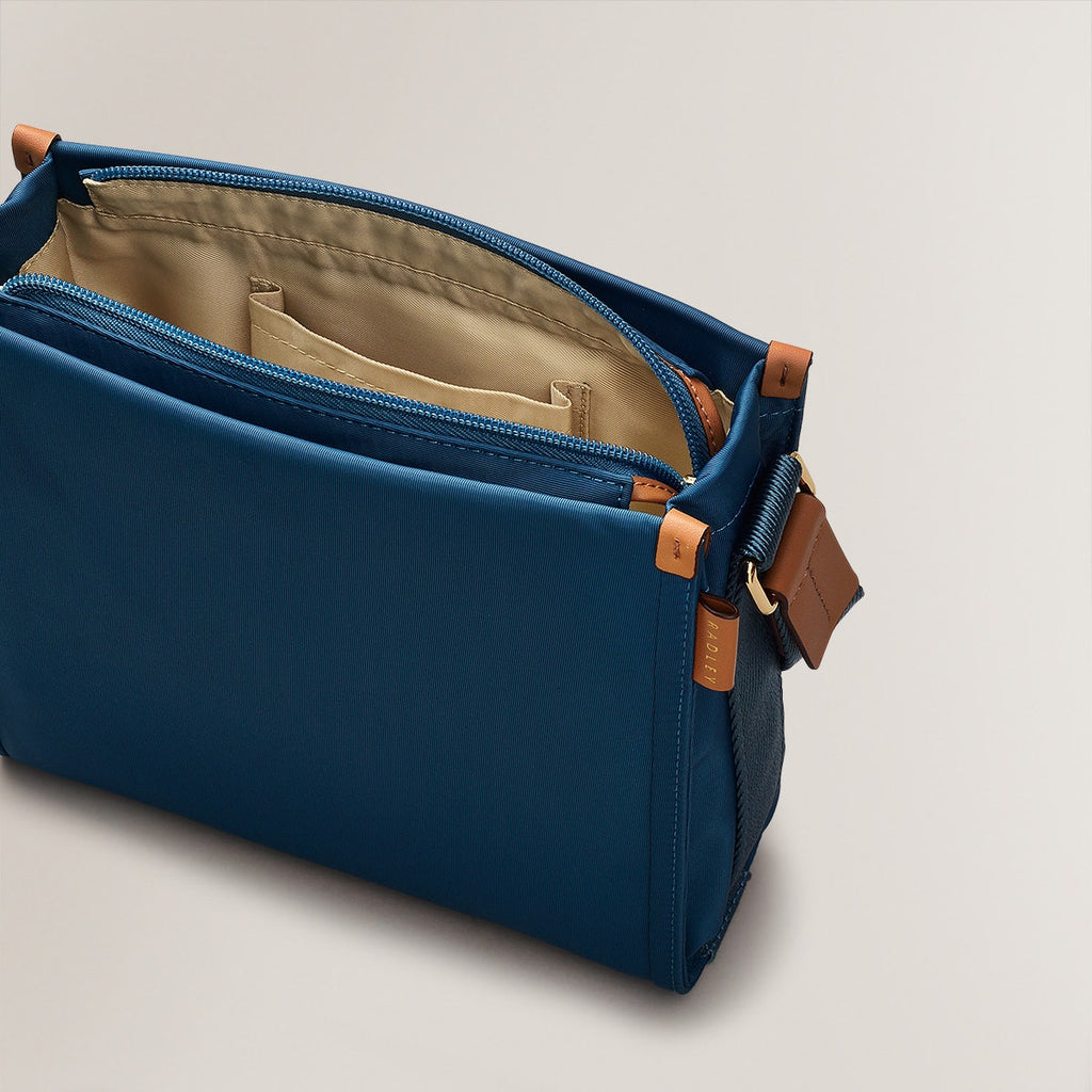 Canford Gardens Leather Medium Ziptop Crossbody Bag in Deepsea - H2288405