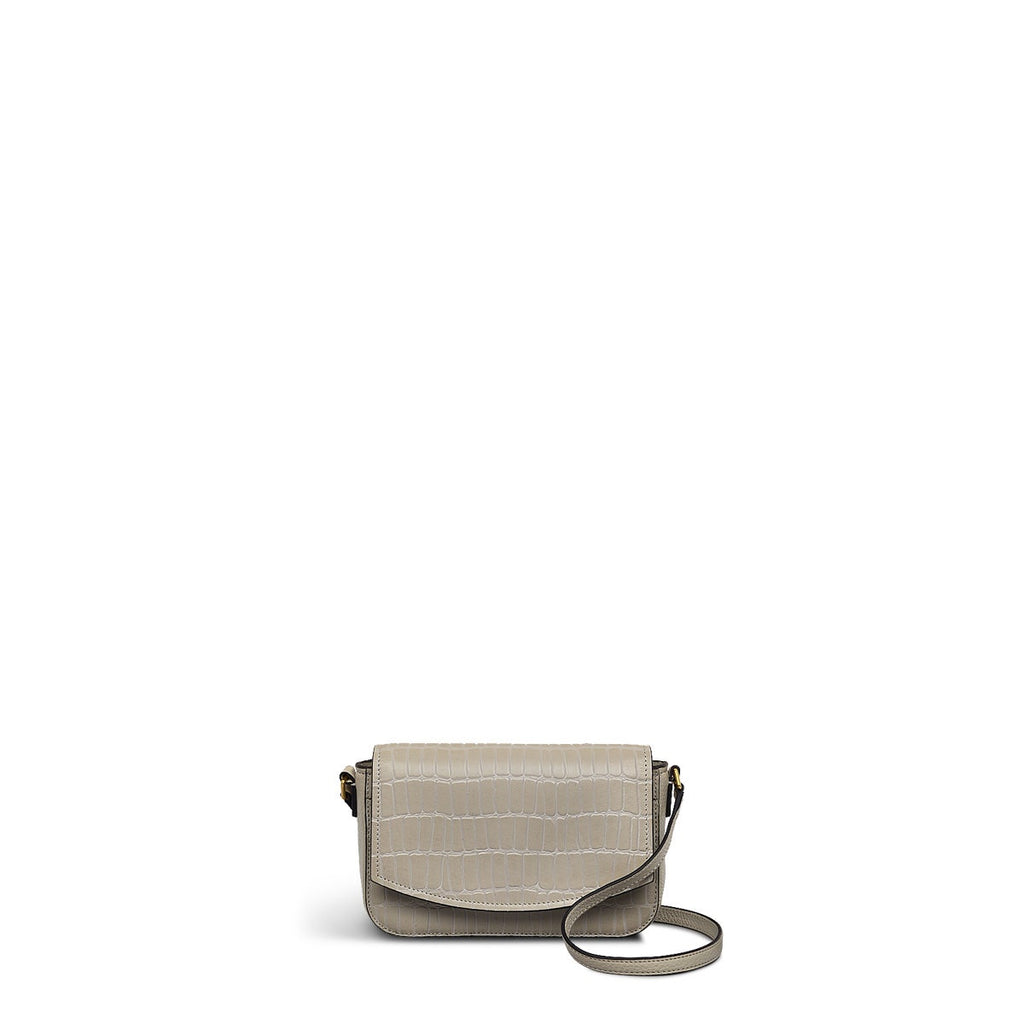 River Road Leather Mini Flapover Phone Crossbody Bag in Pumice - H231365