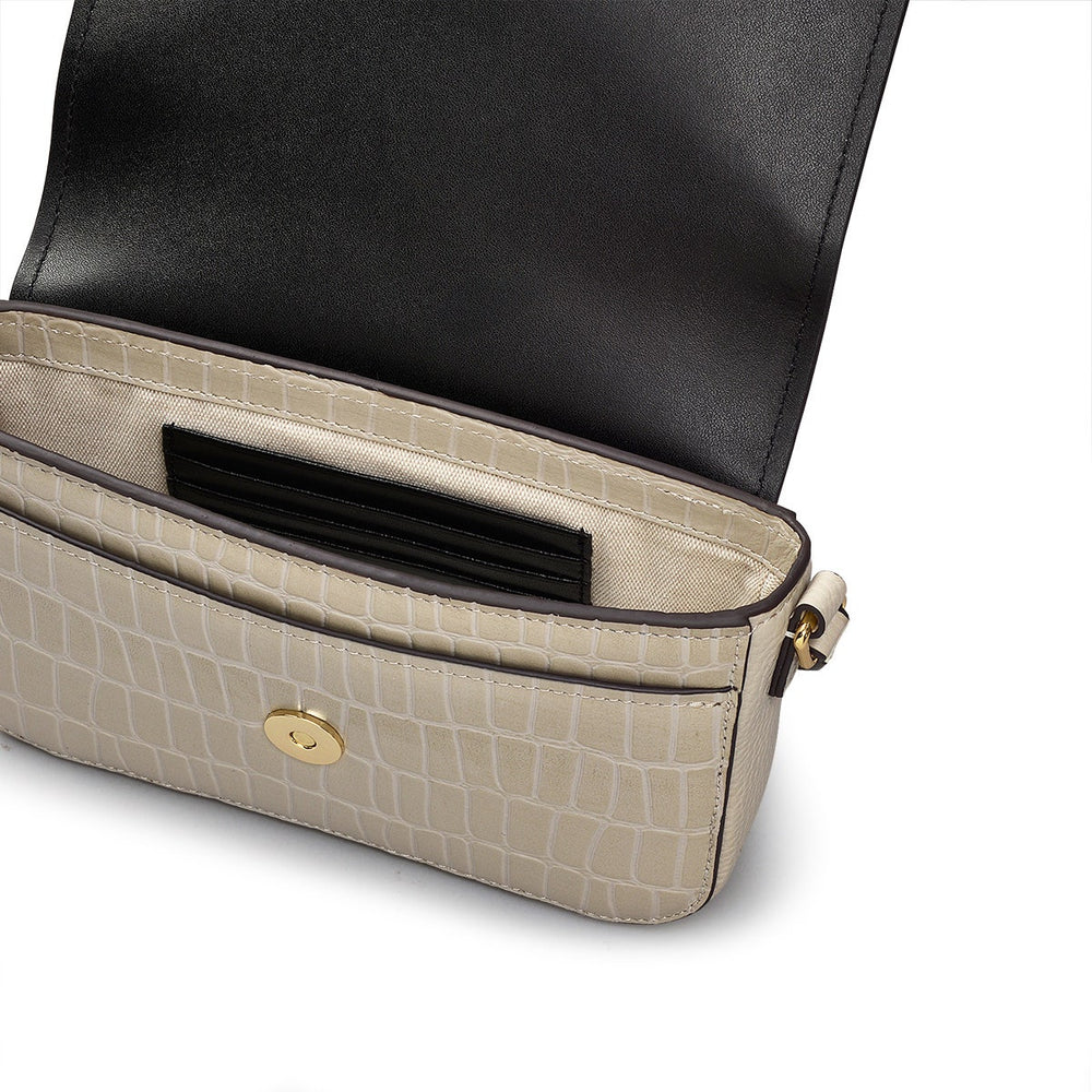 River Road Leather Mini Flapover Phone Crossbody Bag in Pumice - H231365