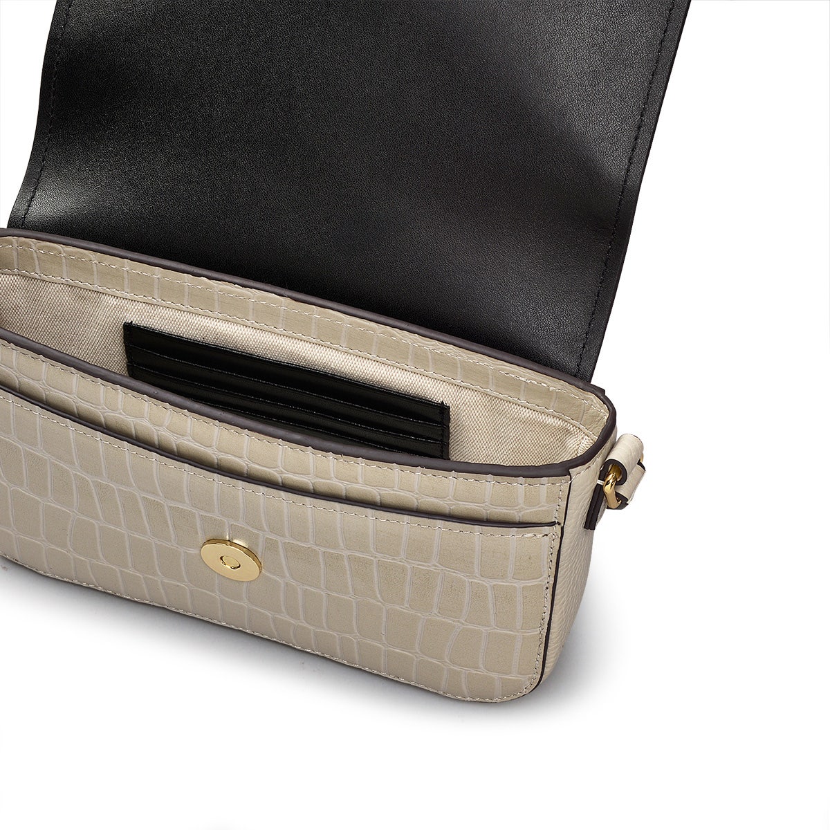River Road Leather Mini Flapover Phone Crossbody Bag in Pumice - H231365