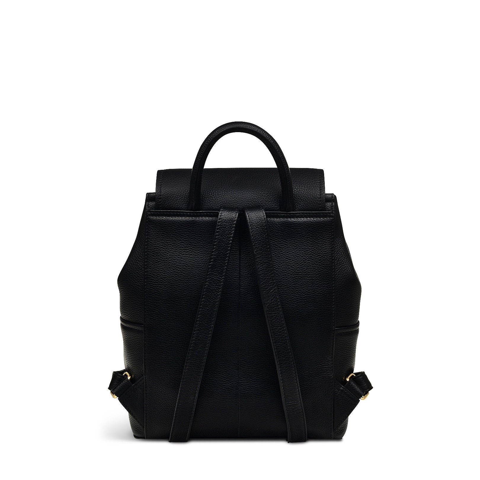Brompton Crescent Leather Medium Flapover Backpack in Black - H2326001