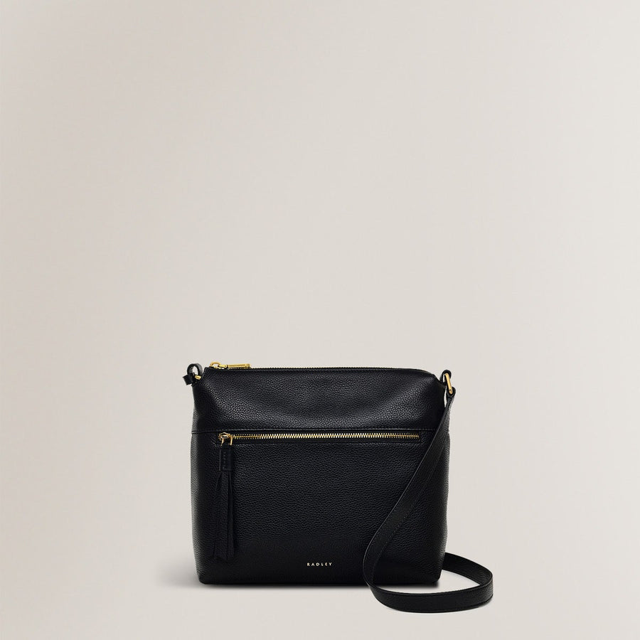 Fountain Mews Leather Small Ziptop Crossbody Bag in Black - H2486001