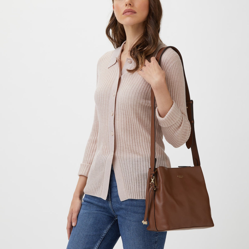 Dukes Place Leather Medium Compartment Cross Body Bag Bag in Tortoise - H2798205