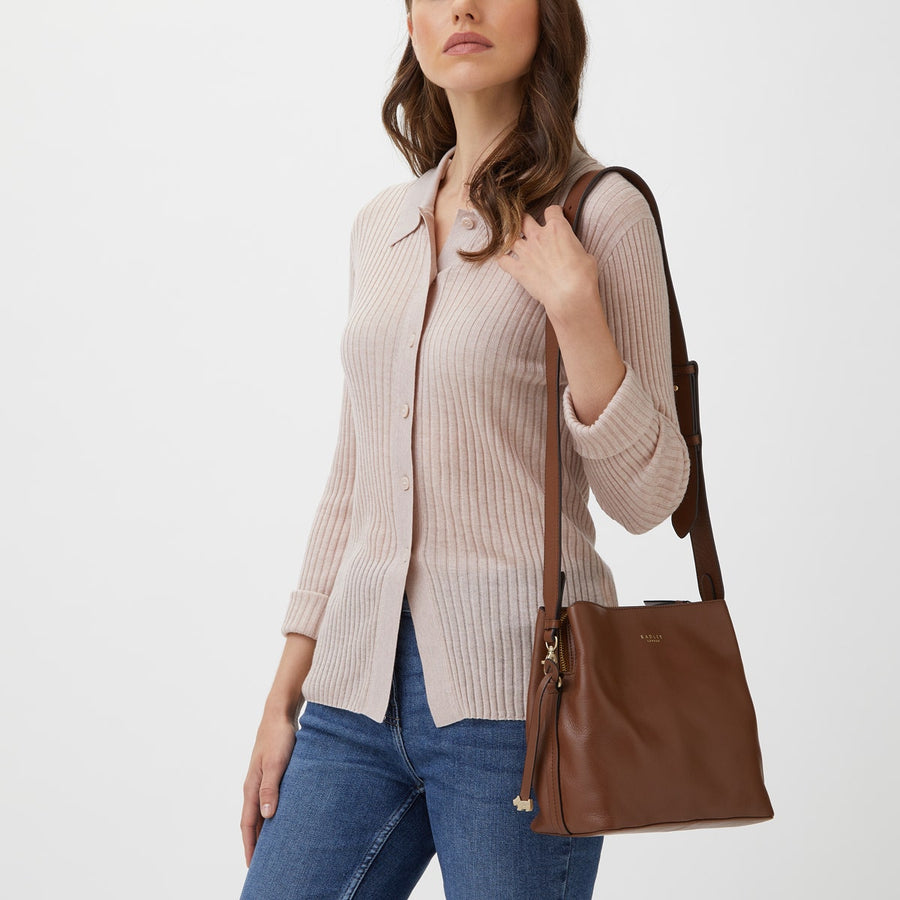Dukes Place Leather Medium Compartment Cross Body Bag Bag in Tortoise - H2798205