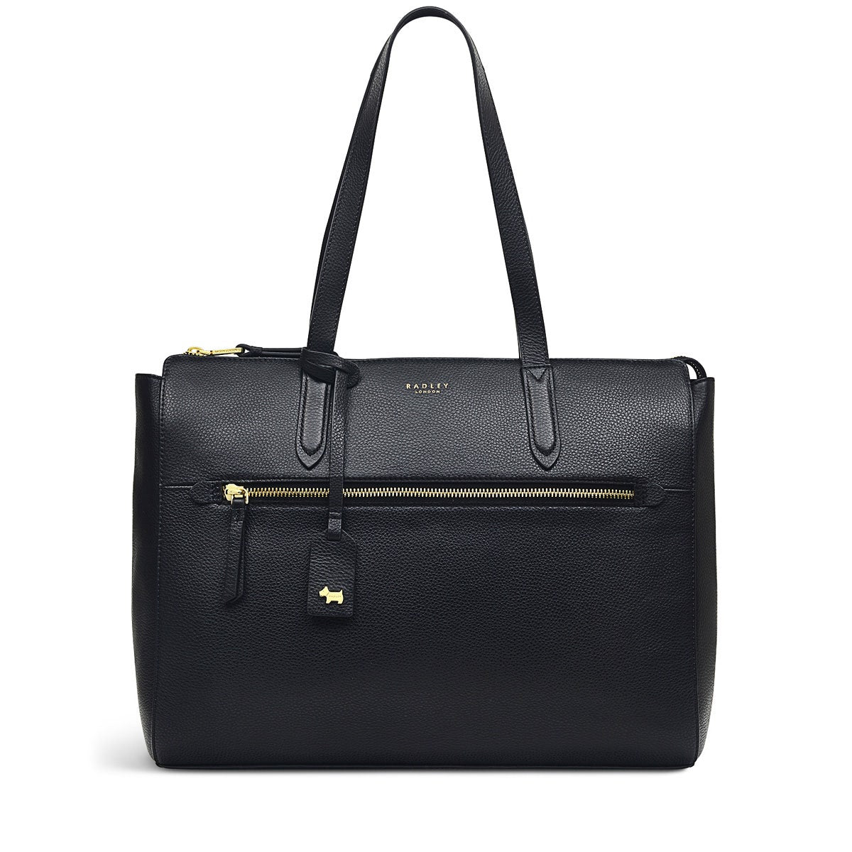 Arlington Court Leather Large Zip-Top Workbag Bag in Black - H5722001