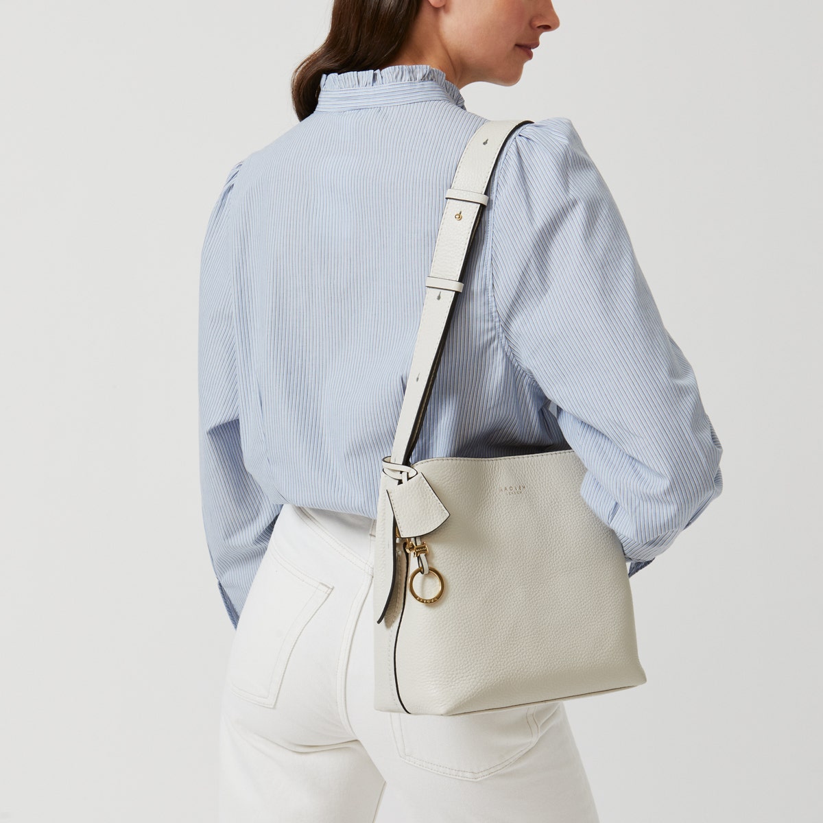 Dukes Place Leather Medium Compartment Crossbody Bag in Chalk - H6388109