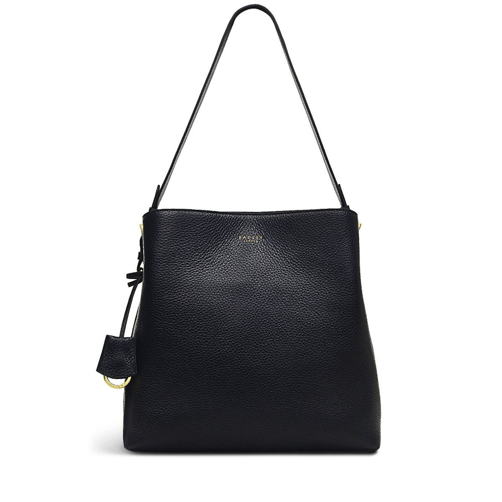 Dukes Place Leather Large Ziptop Shoulder Bag in Black - H6390001