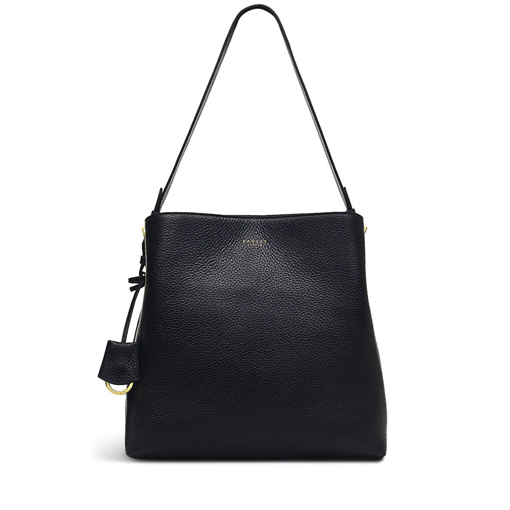 Dukes Place Leather Large Ziptop Shoulder Bag in Black - H6390001