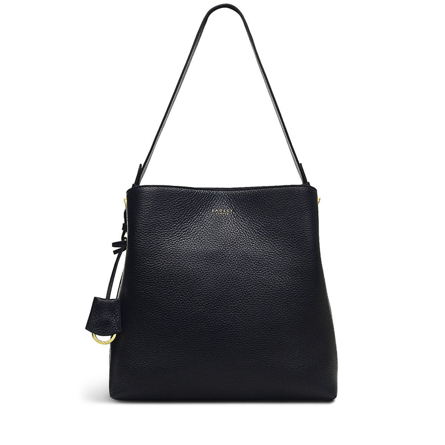 Dukes Place Leather Large Ziptop Shoulder Bag in Black - H6390001