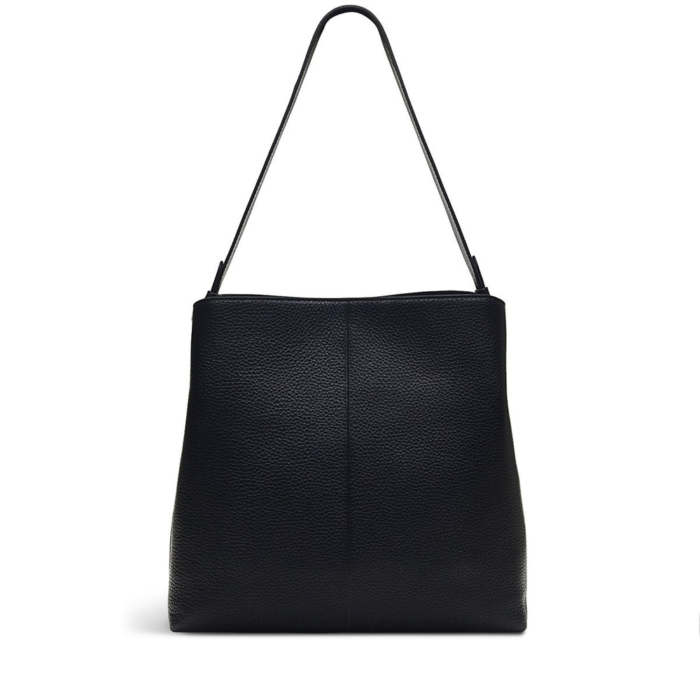 Dukes Place Leather Large Ziptop Shoulder Bag in Black - H6390001