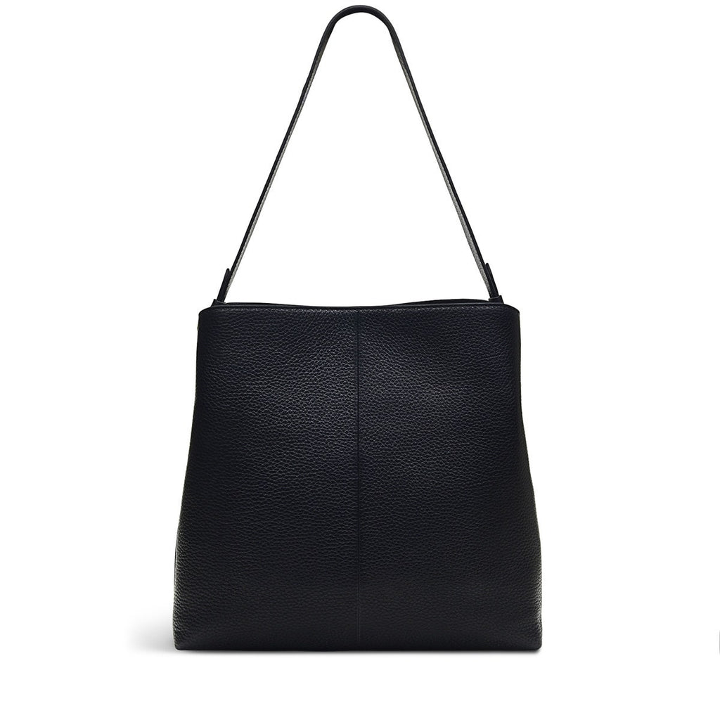 Dukes Place Leather Large Ziptop Shoulder Bag in Black - H6390001