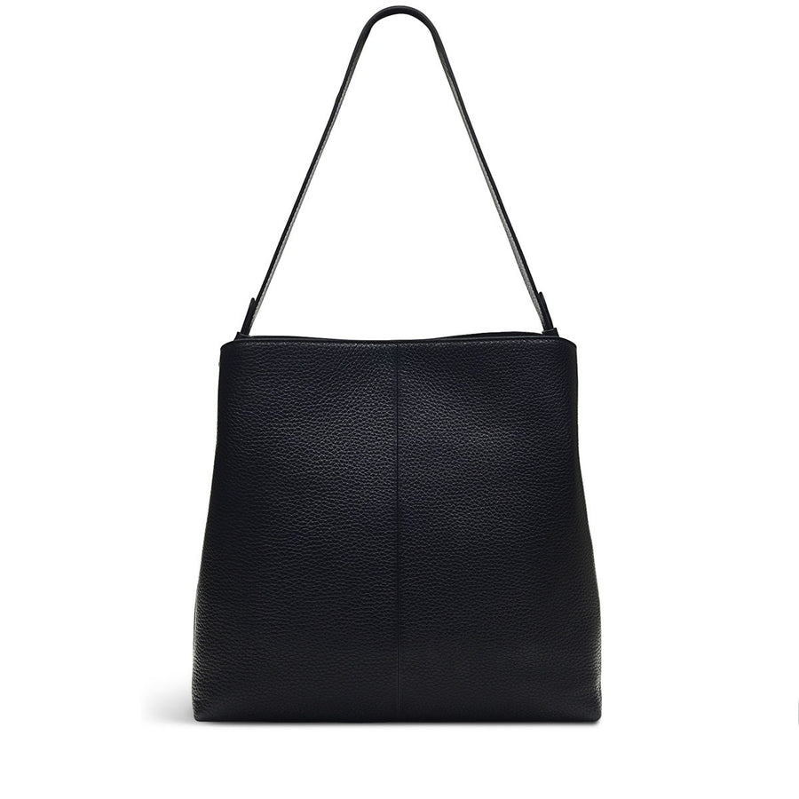 Dukes Place Leather Large Ziptop Shoulder Bag in Black - H6390001