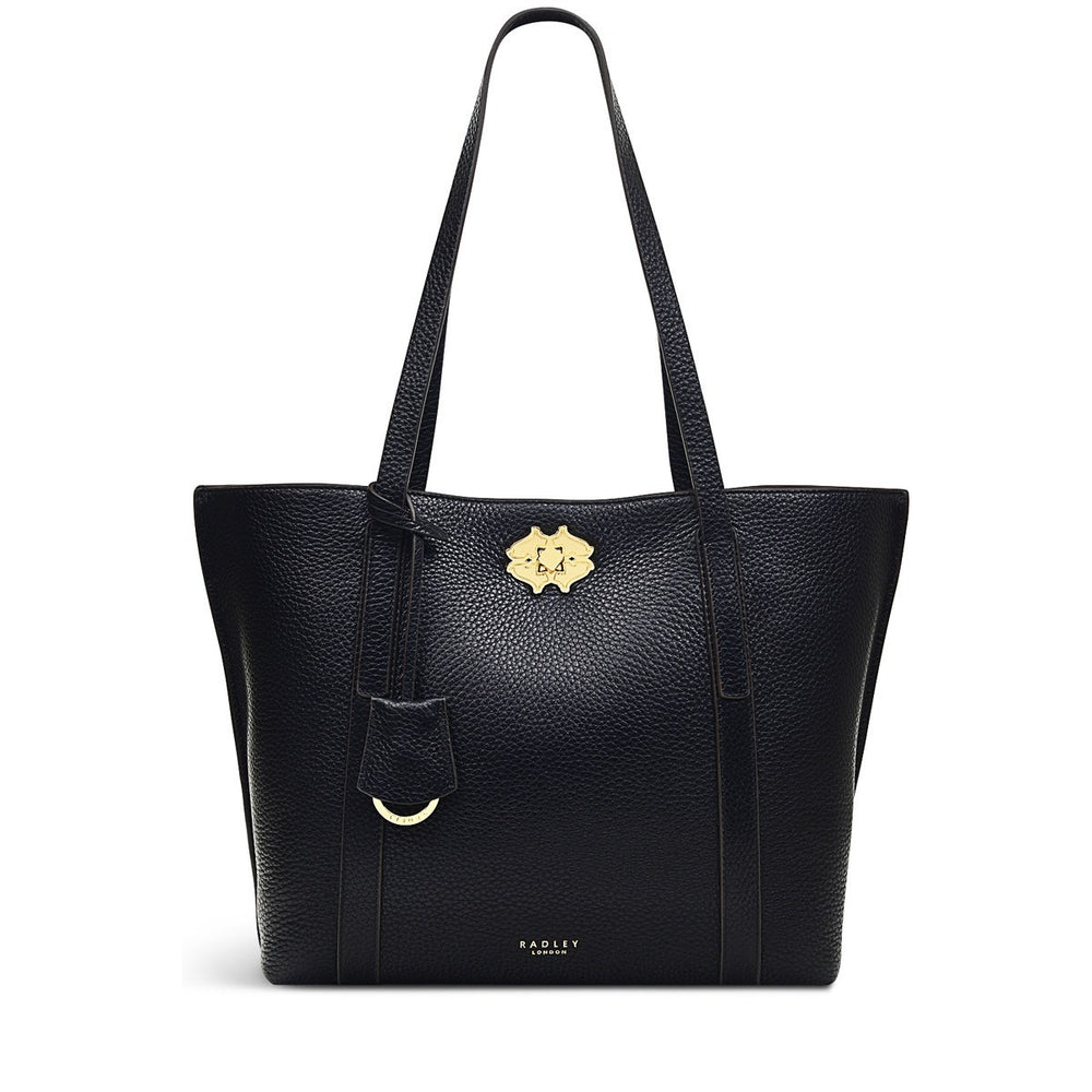 Museum Street Leather Medium Ziptop Tote Bag in Black - H6765001