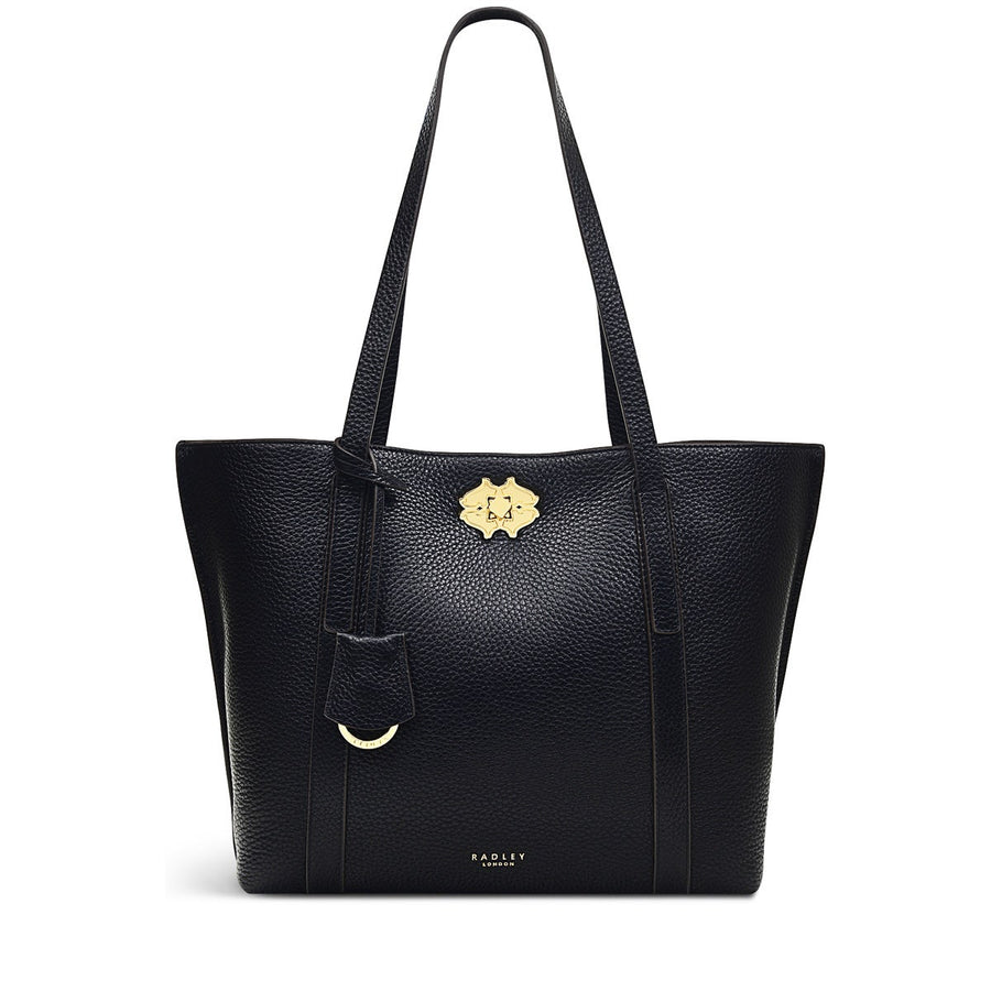 Museum Street Leather Medium Ziptop Tote Bag in Black - H6765001
