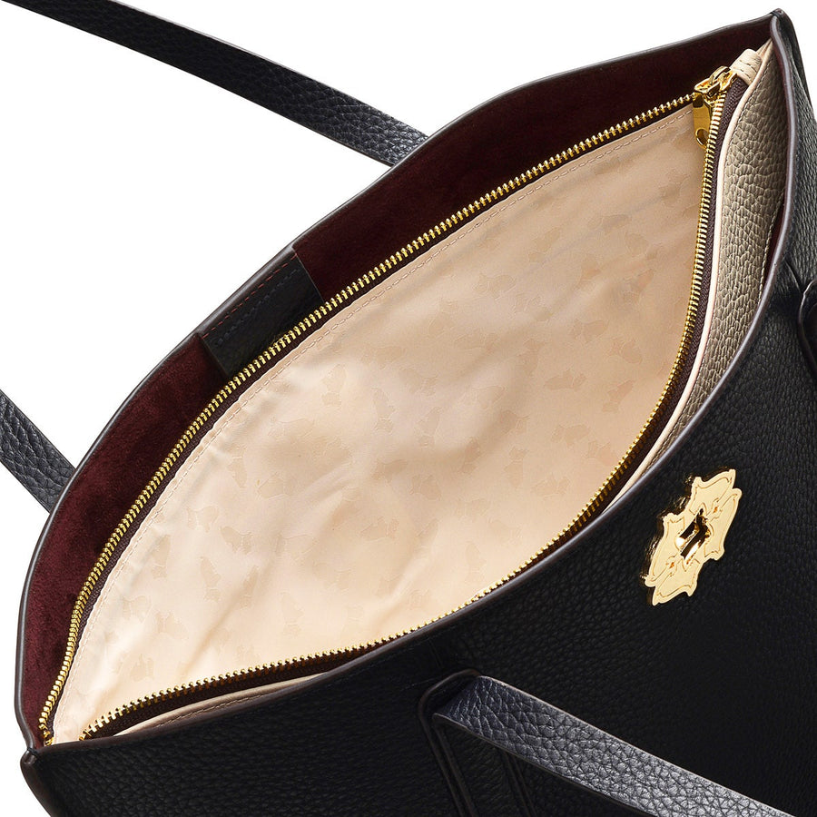 Museum Street Leather Medium Ziptop Tote Bag in Black - H6765001