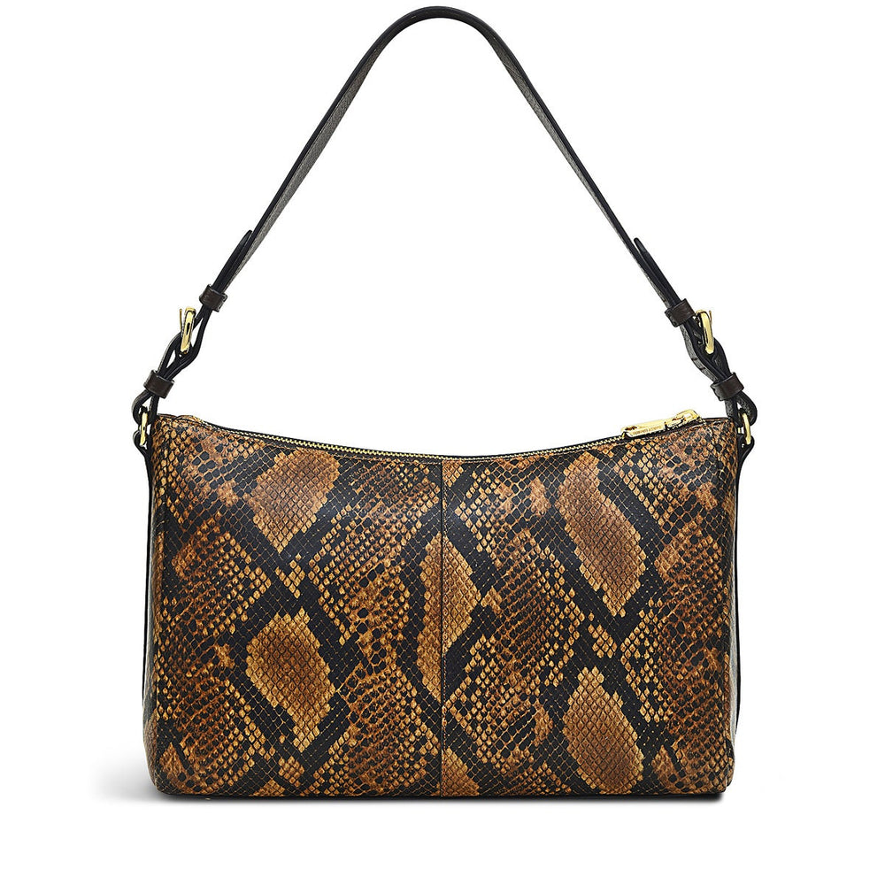 Dukes Place Leather Medium Zip-Top Shoulder Bag in Dark Oak - H7309209