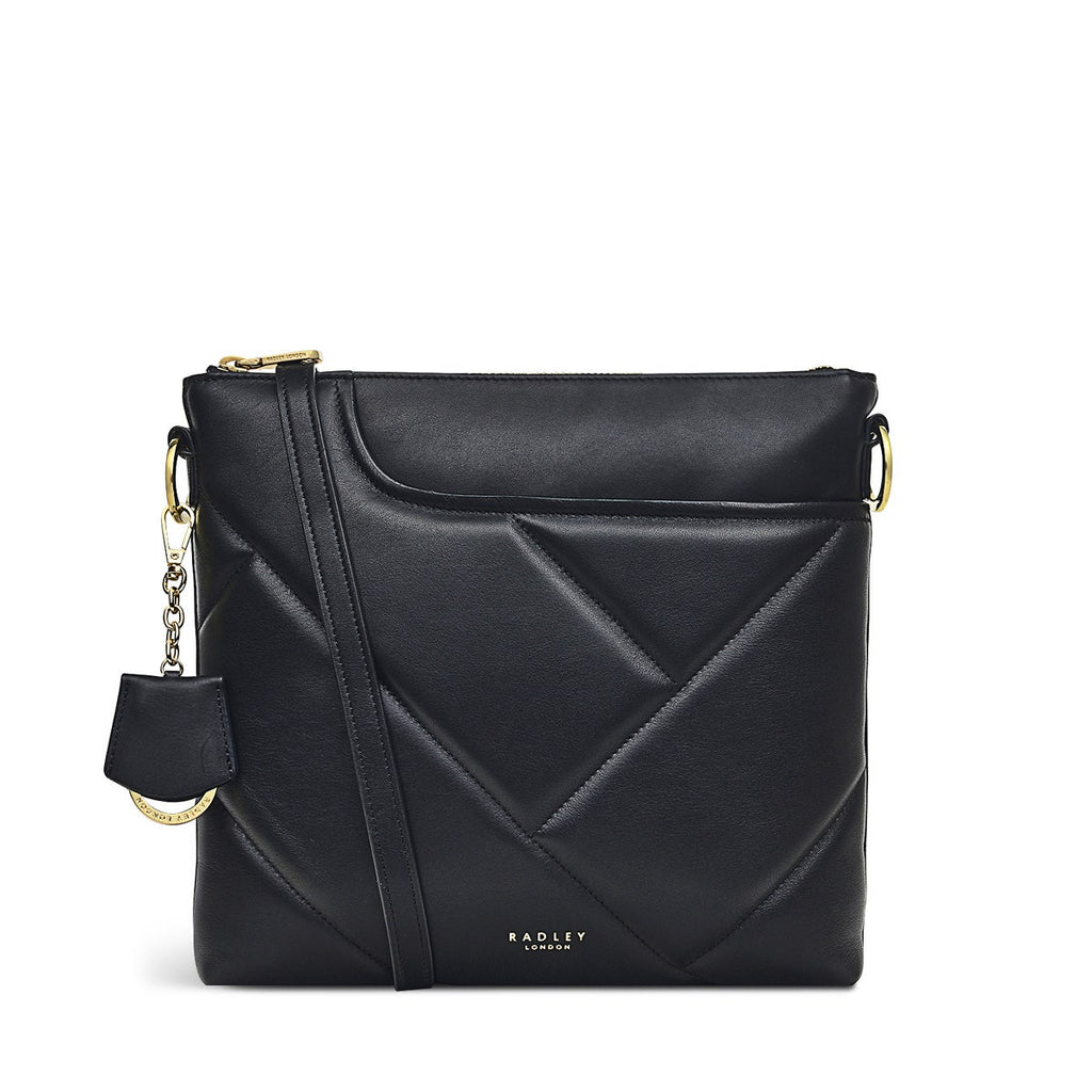 Pockets 2.0 Leather Medium Ziptop Crossbody Bag in Black - H7322001