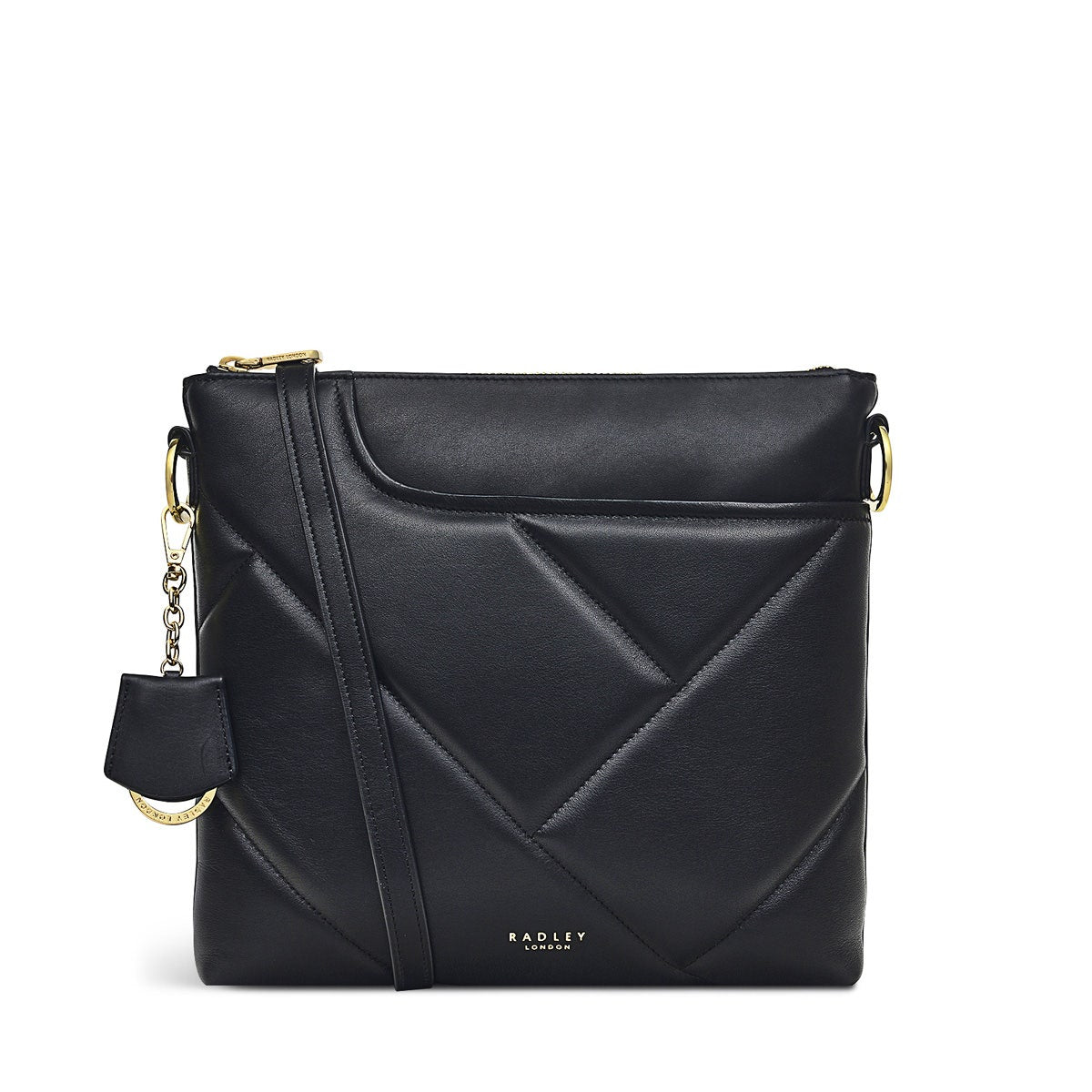 Pockets 2.0 Leather Medium Ziptop Crossbody Bag in Black - H7322001