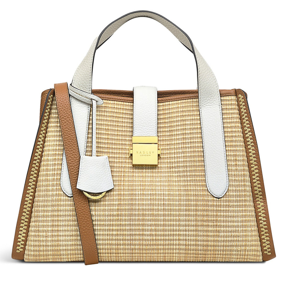 Sloane Street Leather Medium Ziptop Satchel Bag in Butterscotch - H7501259