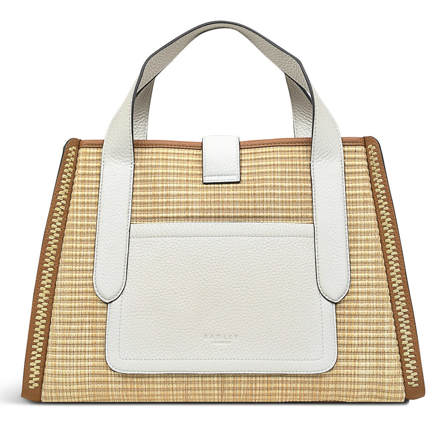 Sloane Street Leather Medium Ziptop Satchel Bag in Butterscotch - H7501259