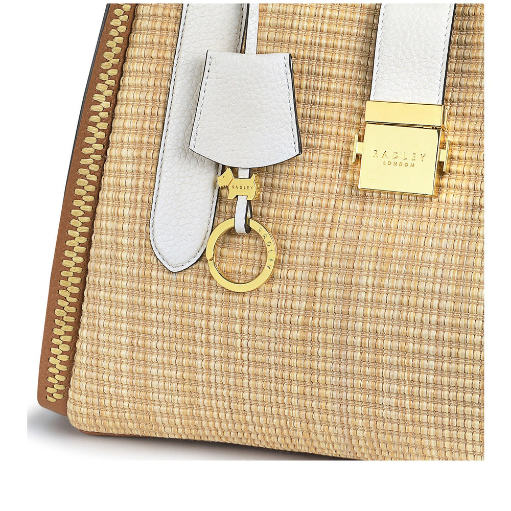 Sloane Street Leather Medium Ziptop Satchel Bag in Butterscotch - H7501259