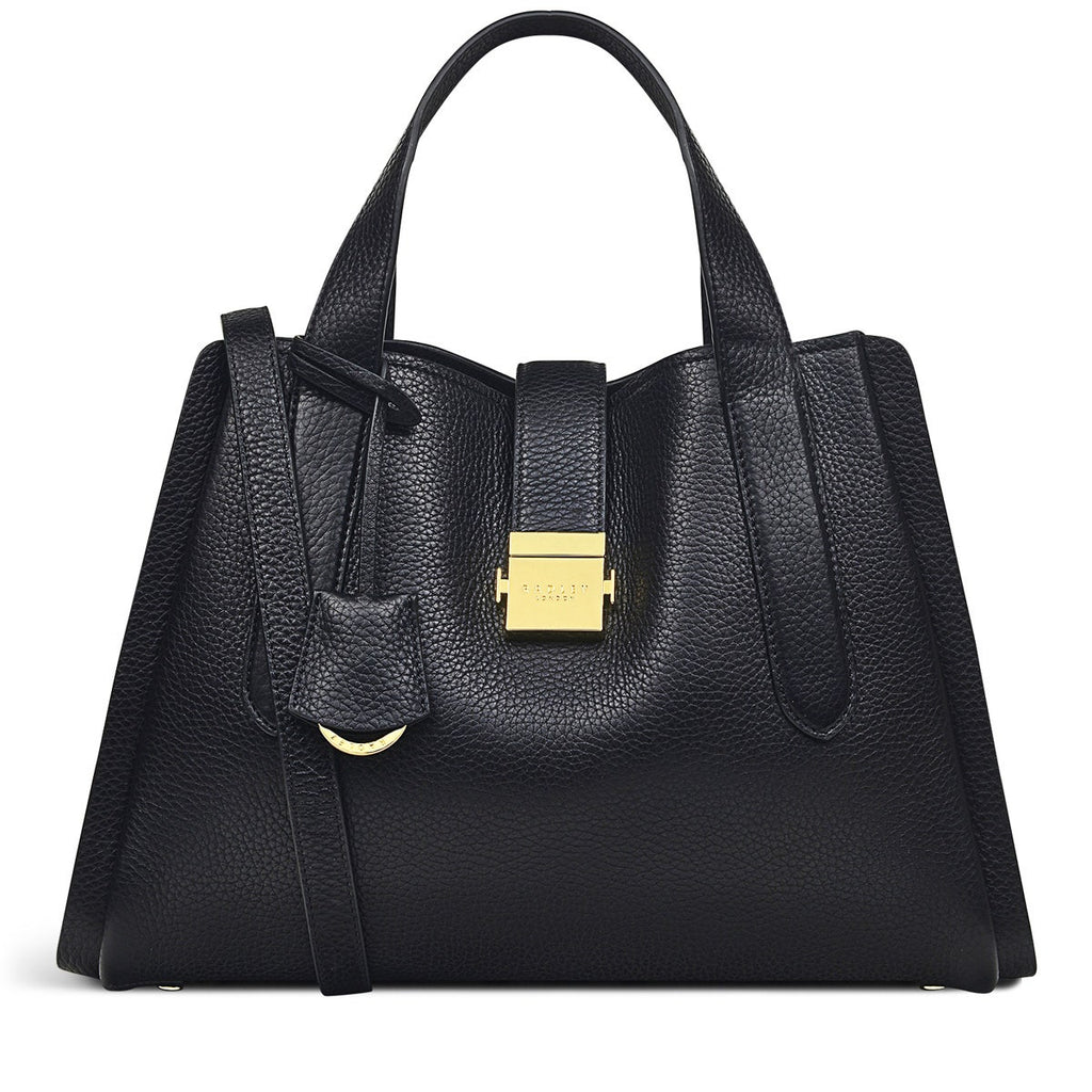 Sloane Street Leather Medium Ziptop Grab Bag in Black - H7582001
