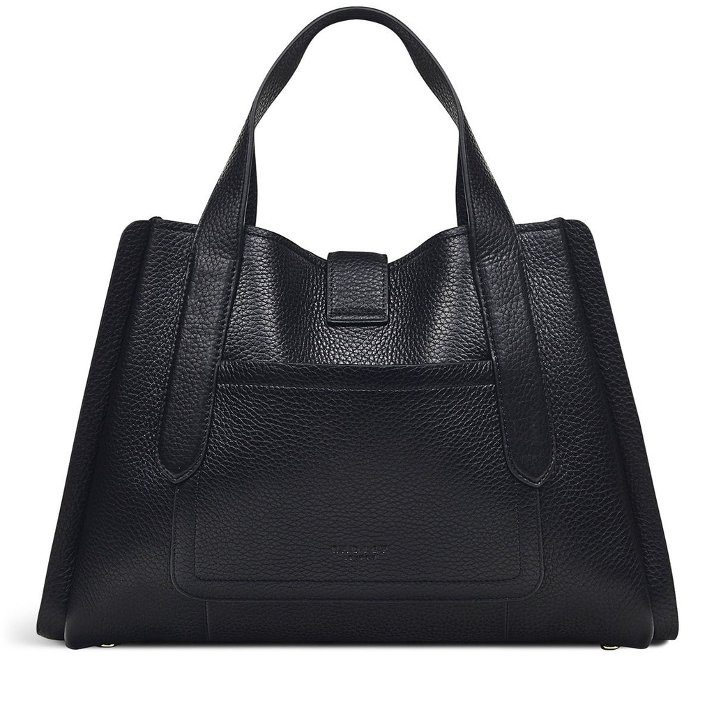 Sloane Street Leather Medium Ziptop Grab Bag in Black - H7582001