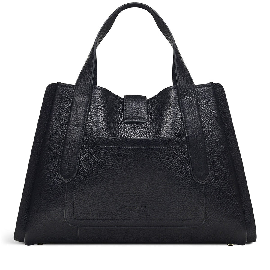 Sloane Street Leather Medium Ziptop Grab Bag in Black - H7582001