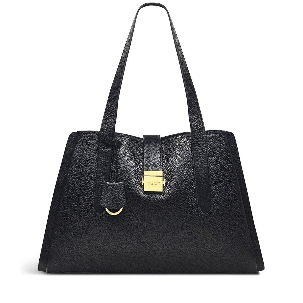 Sloane Street Leather Large Ziptop Shoulder Bag in Black - H7583001