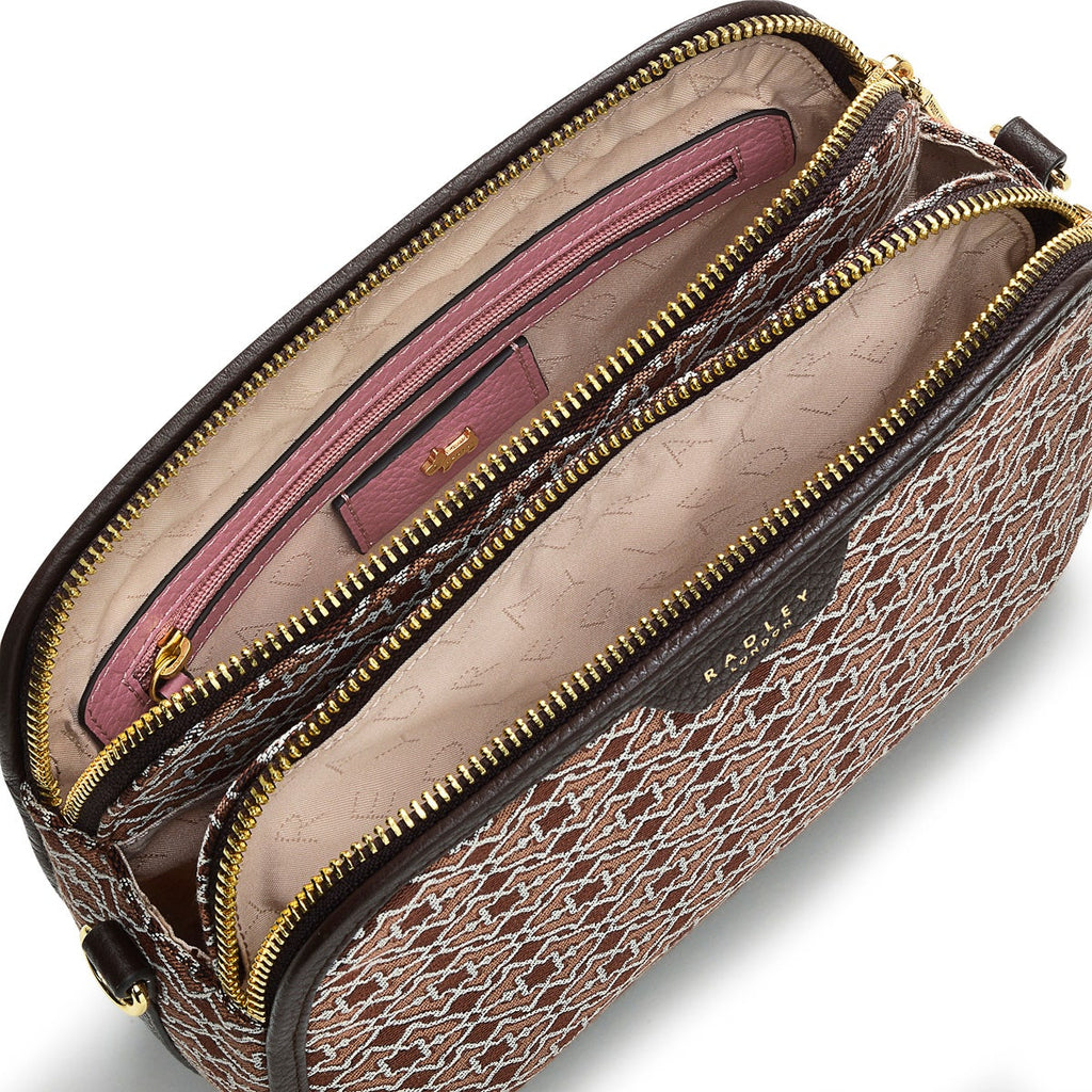 Dukes Place Leather Medium Zip-Top Cross Body Bag in Tortoise - H7601205