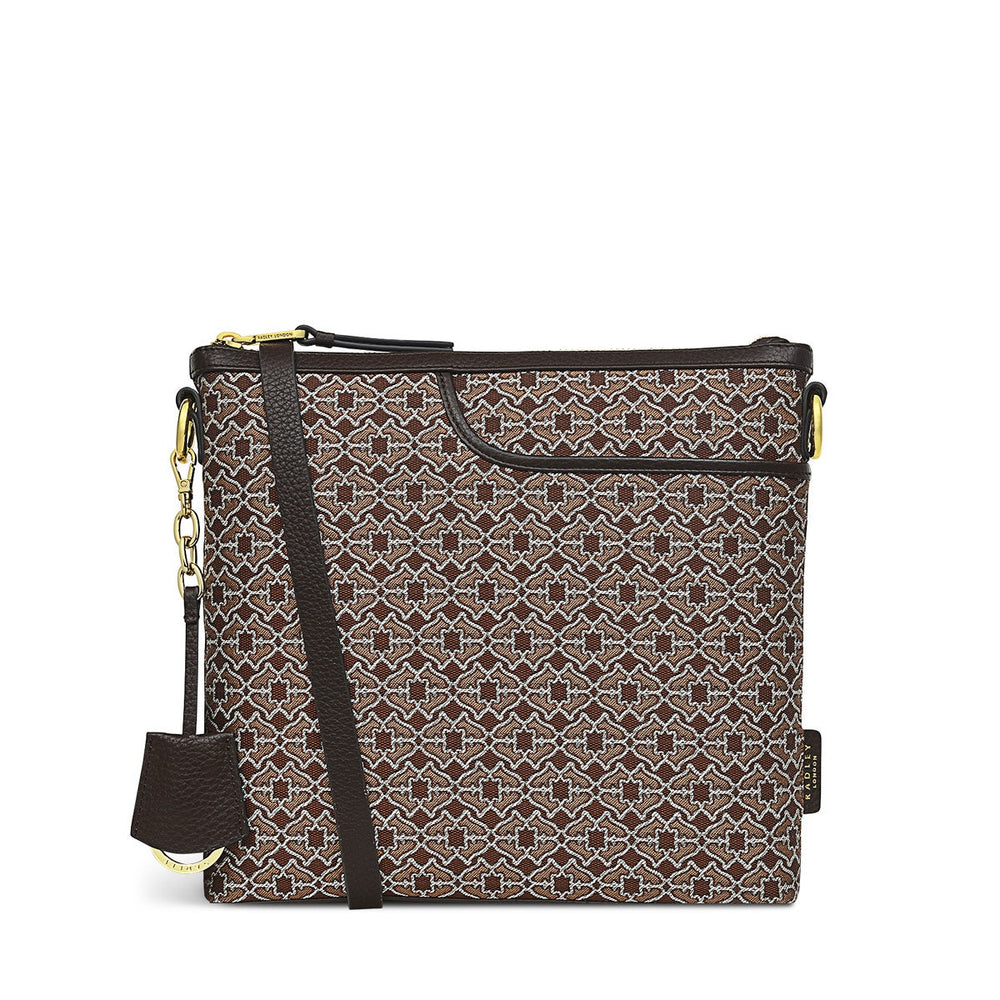 Pockets 2.0 Leather Medium Zip-Top Cross Body Bag in Tortoise - H7603205