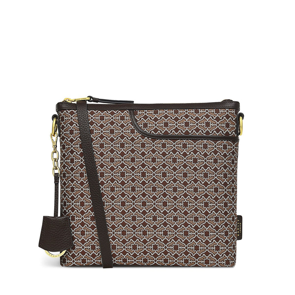 Pockets 2.0 Leather Medium Zip-Top Cross Body Bag in Tortoise - H7603205