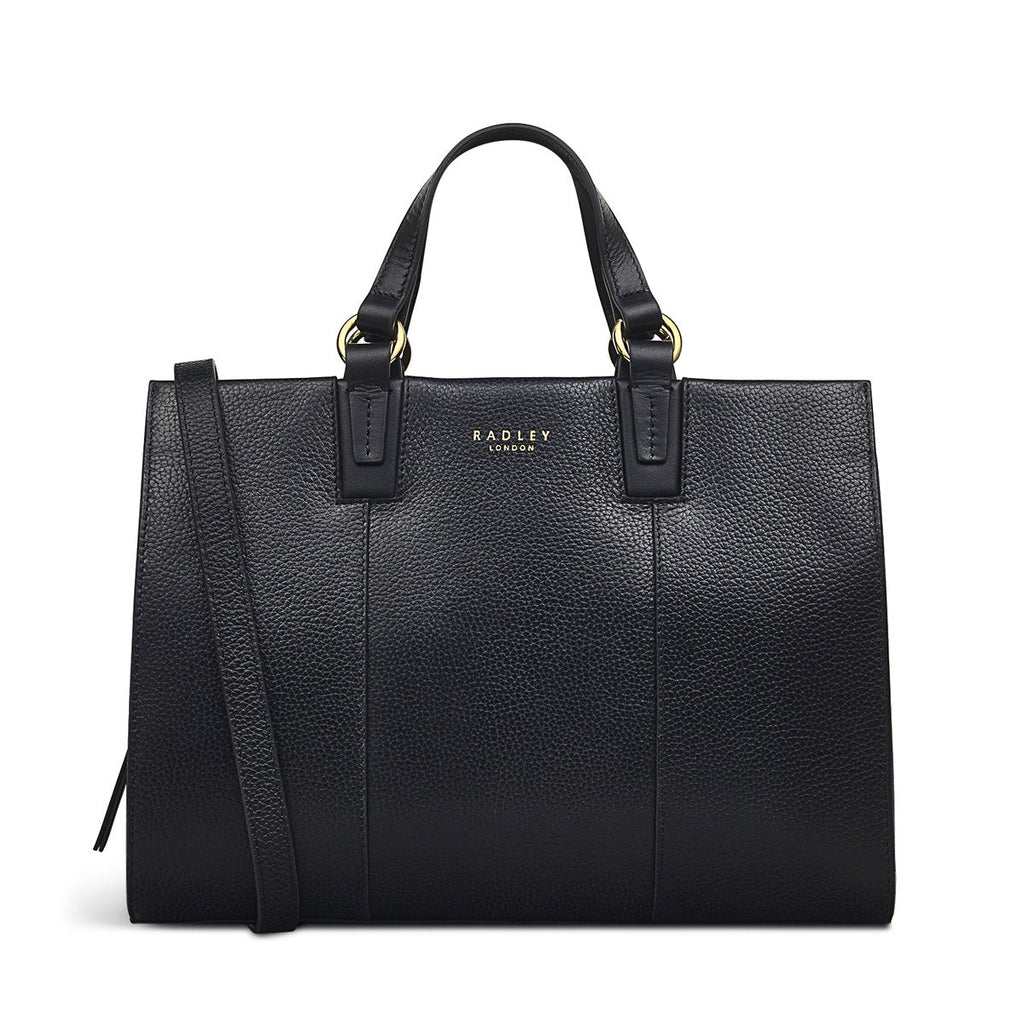 Bedford Square Leather Medium Ziptop Satchel Bag in Black - H7630001