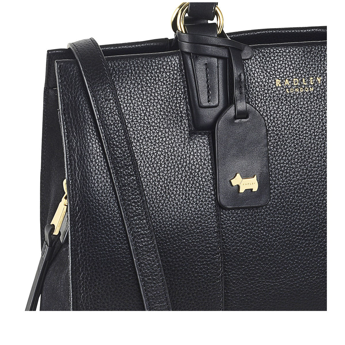 Bedford Square Leather Medium Ziptop Satchel Bag in Black - H7630001
