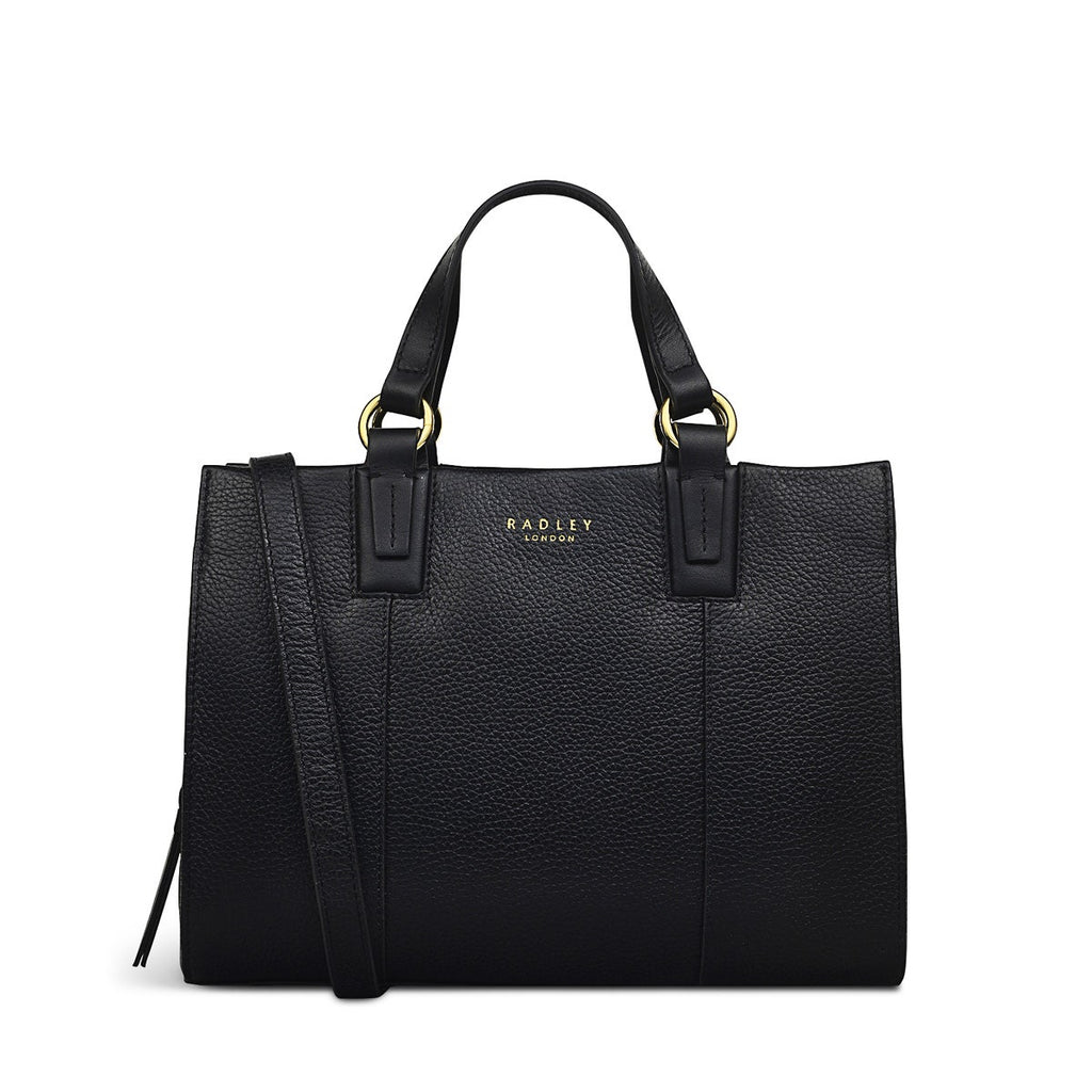 Bedford Square Leather Small Ziptop Grab Bag in Black - H7631001