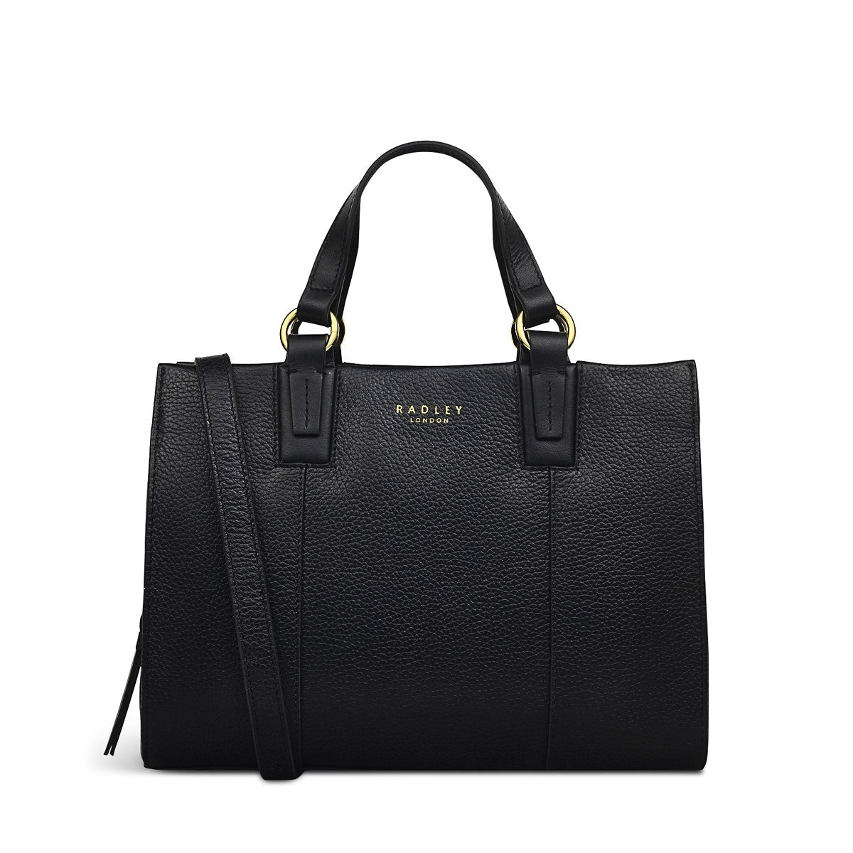 Bedford Square Leather Small Ziptop Grab Bag in Black - H7631001