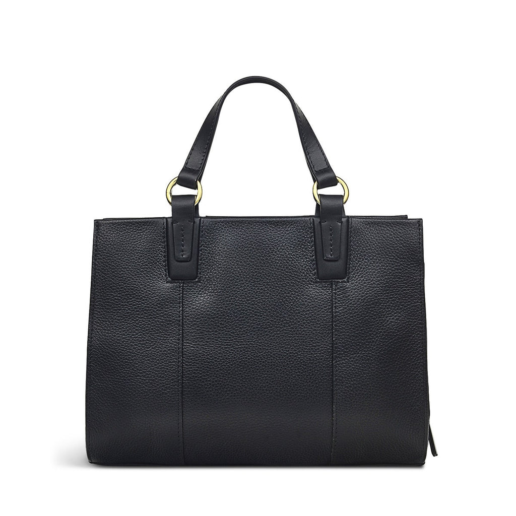Bedford Square Leather Small Ziptop Grab Bag in Black - H7631001