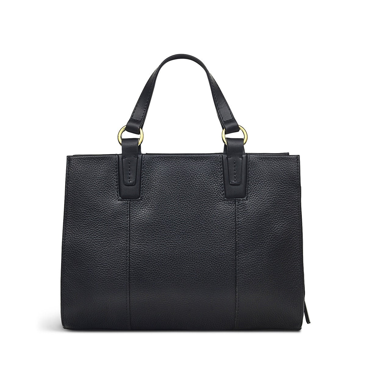 Bedford Square Leather Small Ziptop Grab Bag in Black - H7631001