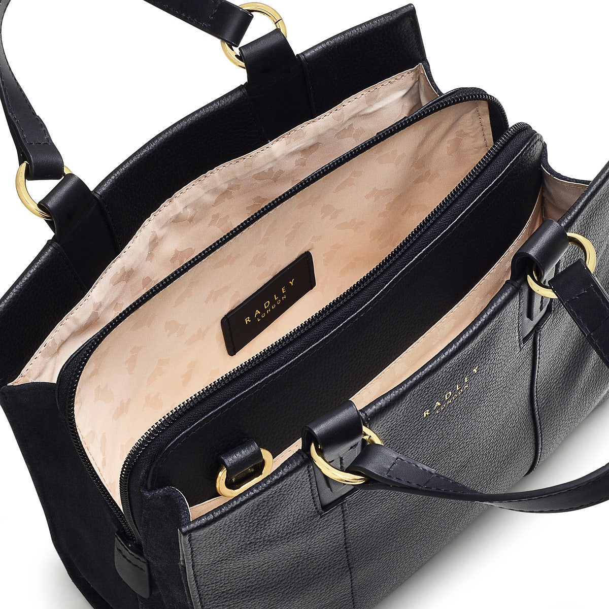 Bedford Square Leather Small Ziptop Grab Bag in Black - H7631001