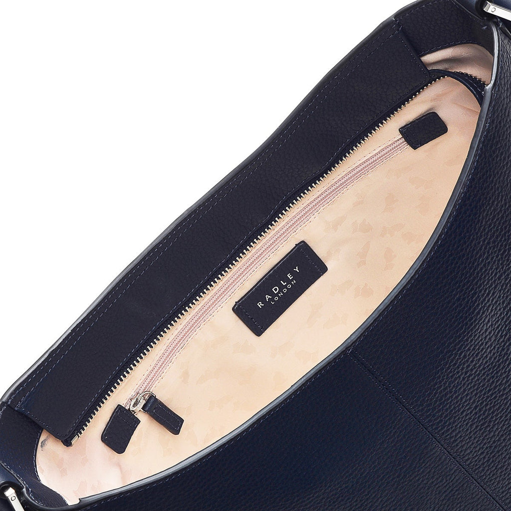 Southwark Lane Leather Large Ziptop Shoulder Bag in Ink - H7740401